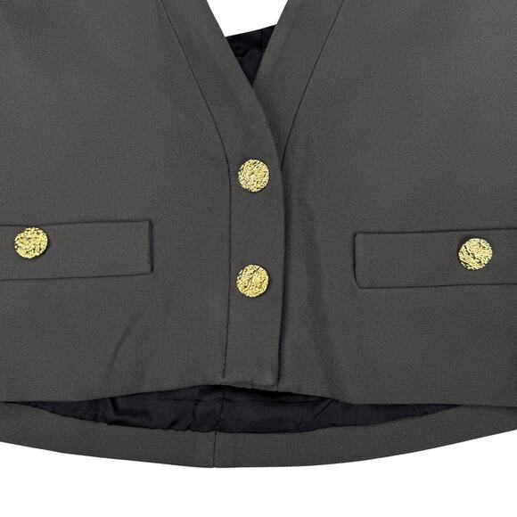 NWT ZARA Crop Blazer with Gold Buttons XS Dark Gray - Picture 8 of 12